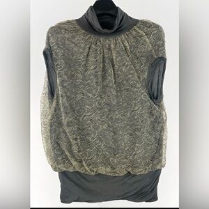 Yigal Azrouel Black and Olive Lace Blouse